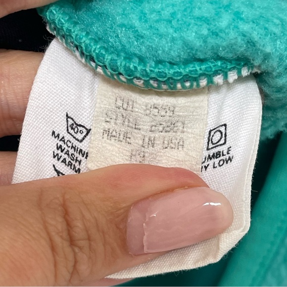 Vintage 80s Patagonia Fleece Half Zip Pullover Teal Pink Made in the USA Medium - Picture 4 of 5
